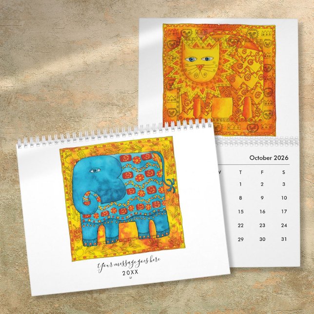 Calendrier Animaux à motifs Art aquarelle (Patterned Animals Watercolour Art Calendar)