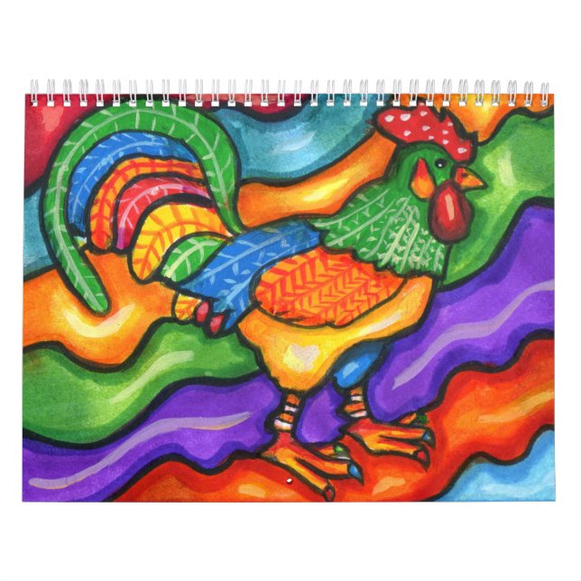 Calendrier Animaux Abstraits colorés Art lunaire (Protection)