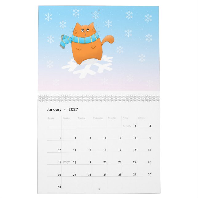 Calendrier Année de chat de gentillesse (Jan 2027)