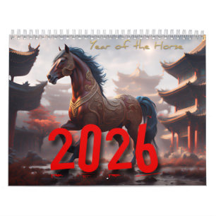 Calendrier Année du cheval 2026 Animaux chinois du zodiaque p