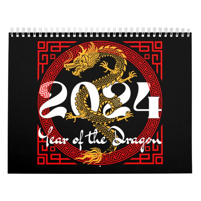 Calendrier Année du Dragon 2024 Zodiac chinois (Protection)