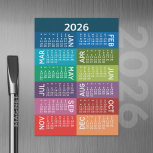 Calendrier - année entière funky coloré carte magn