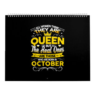 Calendrier Anniversaire Octobre Cadeau   Né En Octobre Reine