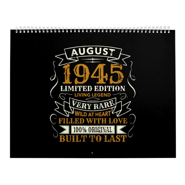 Calendrier Anniversaire Vintage Né août 1945 (Protection)