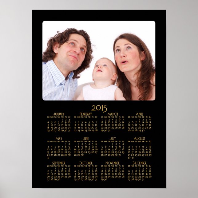 Calendrier annuel 2015 Poster Noir Personnalisé (Devant)