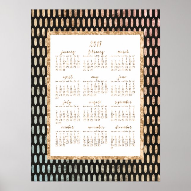 Calendrier annuel 2017 Poster Noir 45x60 (Devant)