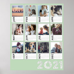 Calendrier annuel 2021 Affiche de collage photo mo