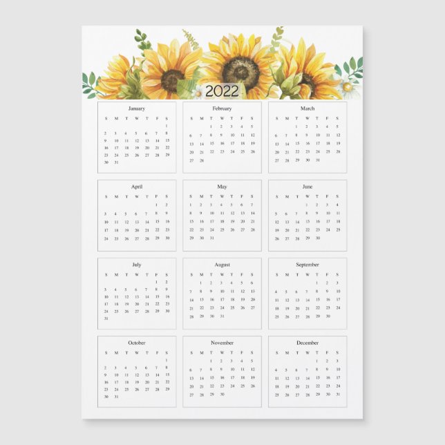 Calendrier annuel 2022 avec tournesols (Devant)