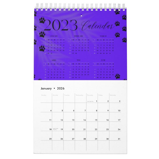 Calendrier annuel 2023 (Jan 2026)