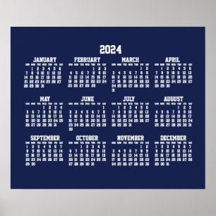 Calendrier annuel 2024 Poster bleu