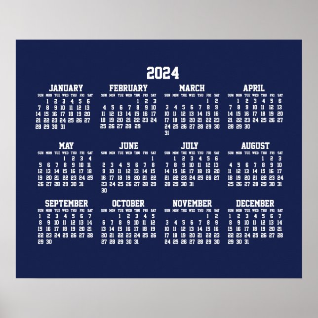 Calendrier annuel 2024 Poster bleu (Devant)