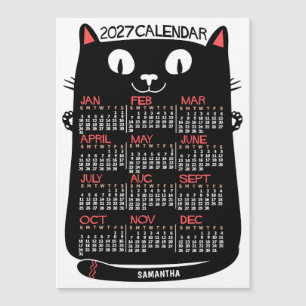 Calendrier annuel 2025 Chat noir milieu du siècle