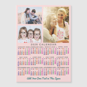 Calendrier annuel 2026 couleur personnalisé avec 3