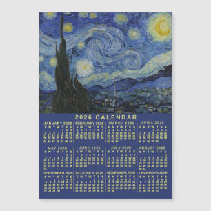 Calendrier annuel 2026 Nuit étoilée ou Magnet phot