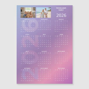 Calendrier annuel 2026 Rose Bleu Photo personnalis