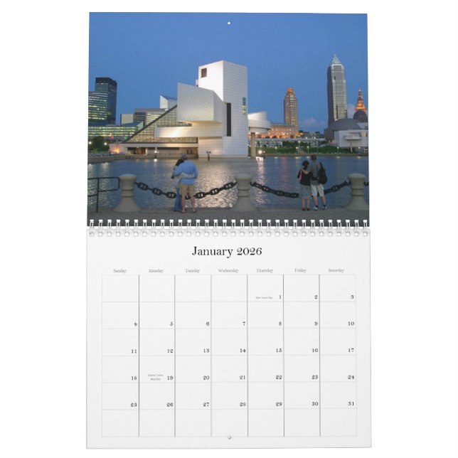 Calendrier annuel Cleveland Ohio (Jan 2026)