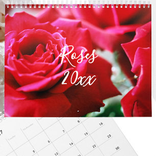 Calendrier annuel de photographie de roses comesti