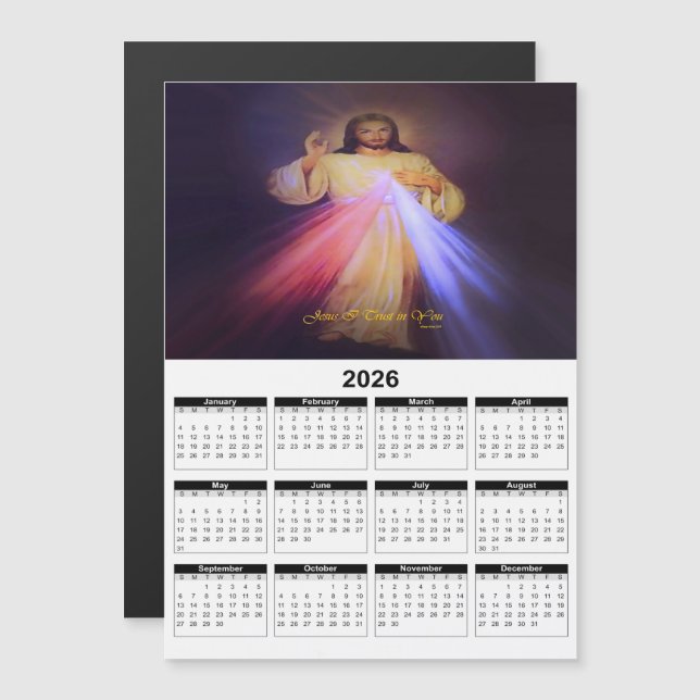 Calendrier annuel Divine Mercy Gold 2026 (Devant / Derrière)