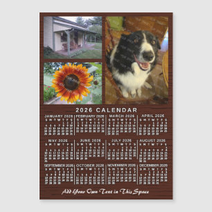 Calendrier annuel en bois personnalisé 3 photos ai