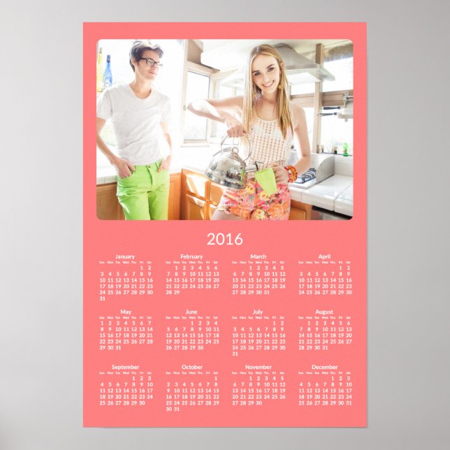 Calendrier annuel personnalisé Poster Corail 2016 (Devant)