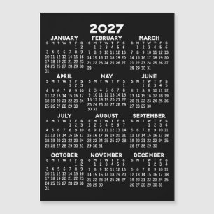 Calendrier annuel vue d'ensemble Carte magnétique
