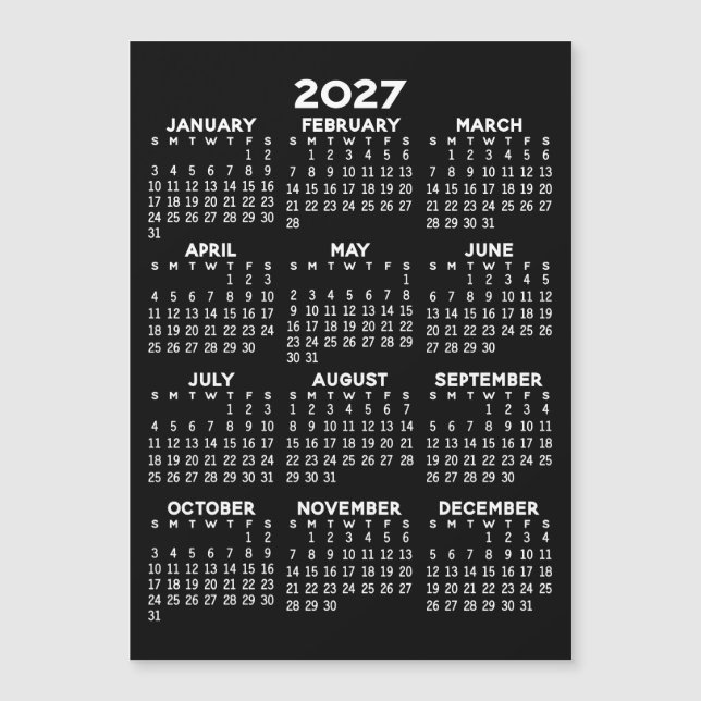 Calendrier annuel vue d'ensemble Carte magnétique  (Devant)