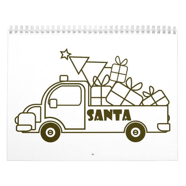Calendrier Aperçu camion de Noël Père Noël vue côté voiture (Protection)