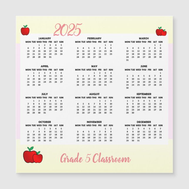 Calendrier Apple enseignant 2025 (Devant)