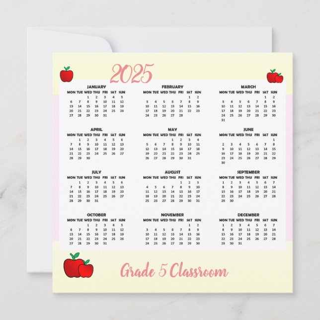 Calendrier Apple enseignant 2025 (Devant)