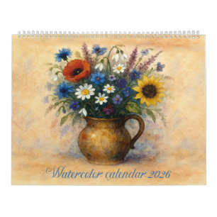 Calendrier aquarelle 2026 Jarre floral