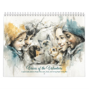 Calendrier Aquarelle Bénévoles Animaux Amoureux des Animaux