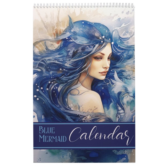 Calendrier Aquarelle bleu sirène (Protection)