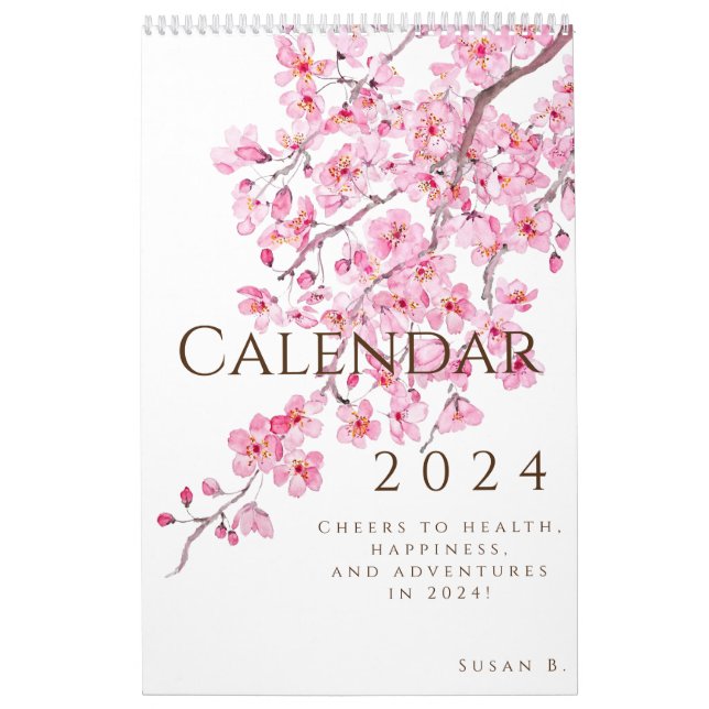 Calendrier aquarelle couleur floral calender 2024 (Protection)