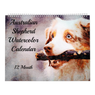 Calendrier Aquarelle de chien de bétail de berger australien