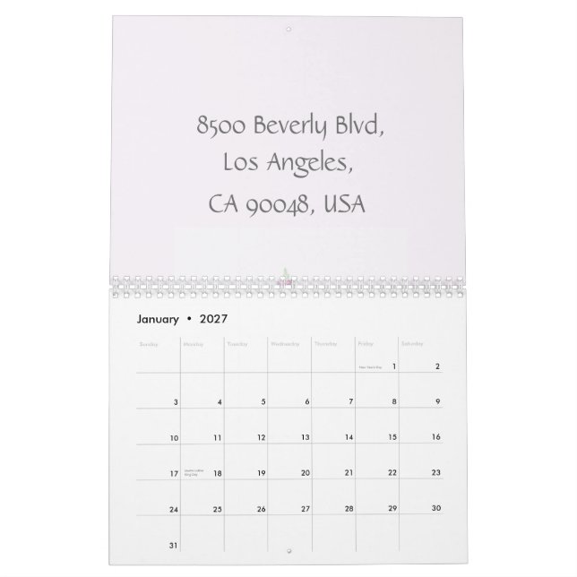 Calendrier Aquarelle de gâteau (Jan 2027)