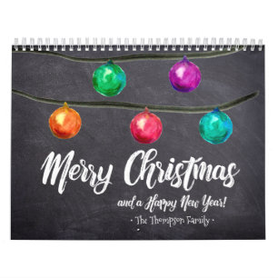 Calendrier Aquarelle de Noël personnalisée Photos mensuelles