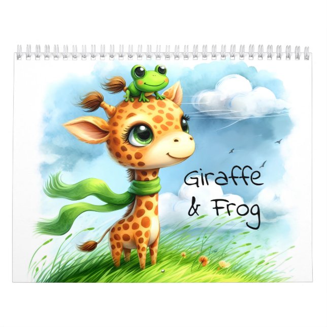Calendrier Aquarelle des enfants girafes et grenouilles illus (Protection)