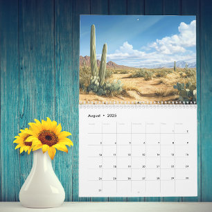 Calendrier Aquarelle Désert Cactus Paysages