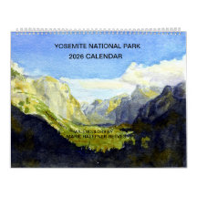 CALENDRIER AQUARELLE DU PARC NATIONAL DE YOSEMITE 