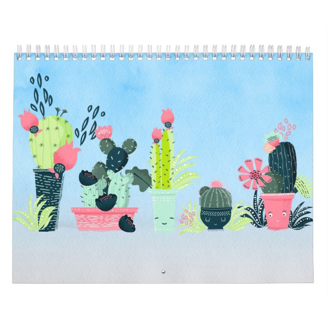 Calendrier Aquarelle famille Cactus (Protection)
