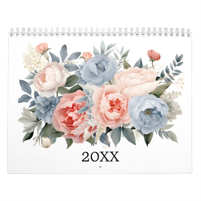 Calendrier Aquarelle Floral Fleurs Verdure Botanique (Protection)