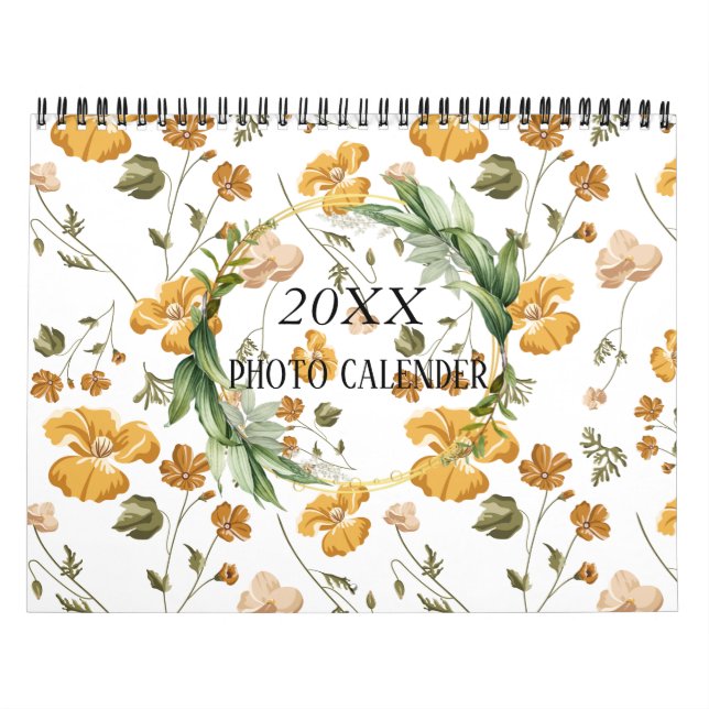 Calendrier Aquarelle Florale |12 Calender photo avec Notes Ca (Protection)