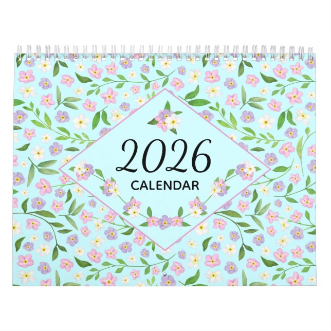 Calendrier aquarelle florale rustique 2026 (Protection)