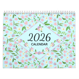 Calendrier aquarelle florale rustique 2026