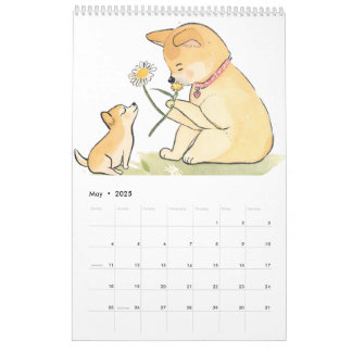 Calendrier Aquarelle Joueuse AI Généré Shiba Inu