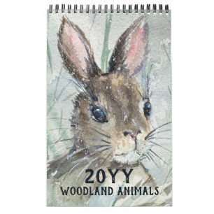 Calendrier Aquarelle moderne Bois Forêt Animaux Nature