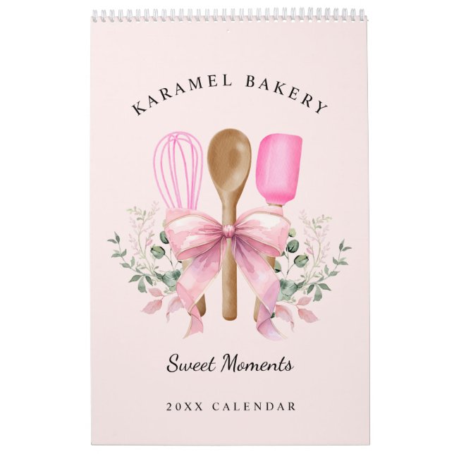 Calendrier Aquarelle Pink Bow Ustensiles boulangerie (Protection)