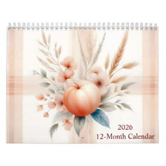 Calendrier Aquarelle Plaid Motifs et fleurs 2026