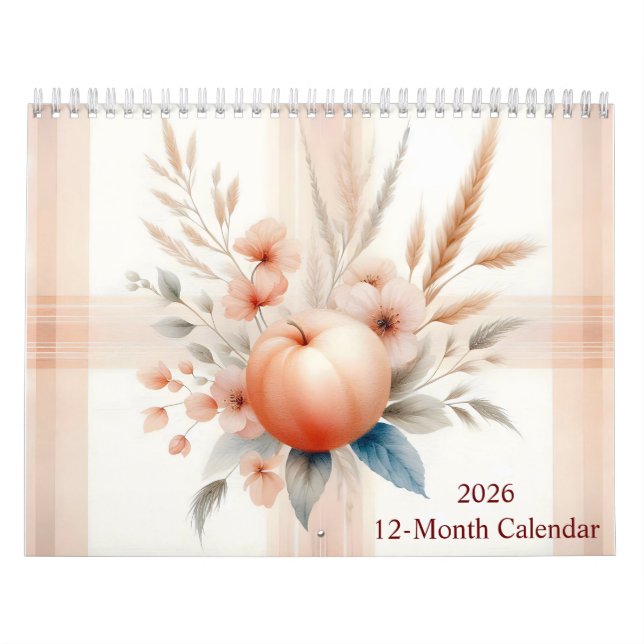 Calendrier Aquarelle Plaid Motifs et fleurs 2026 (Protection)
