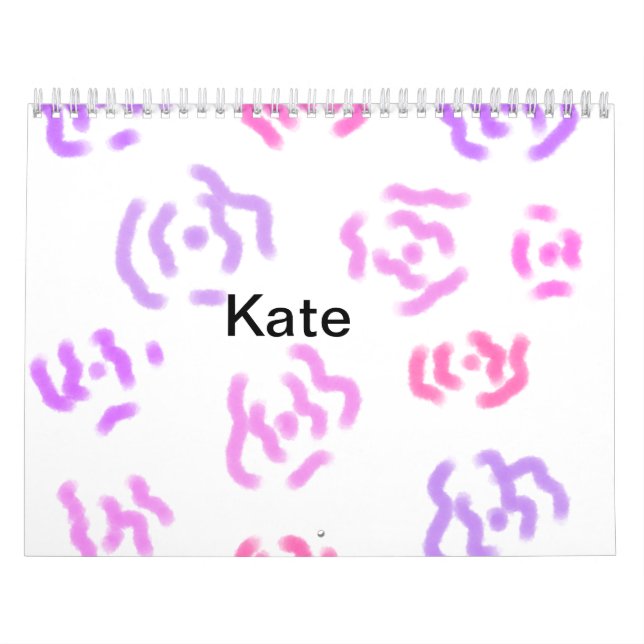 Calendrier Aquarelle rose rouge floral ajouter nom texte mode (Protection)